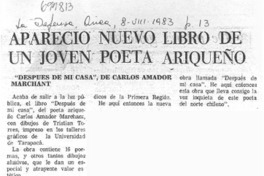 Apareció nuevo libro de un joven poeta ariqueño.