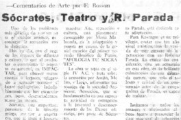 Sócrates, teatro y R. Parada.