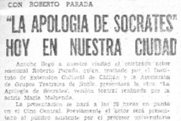 La apología de Sócrates" hoy en nuestra ciudad.