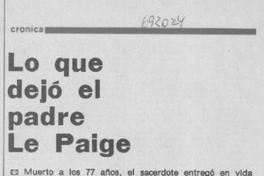 Lo que dejó el Padre La Paige