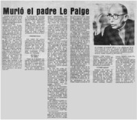 Murió el padre Le Paige.