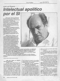 Intelectual apolítico por el SI  [artículo] Claudia Donoso.