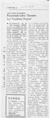 Presentado libro "Durante los Copihues Negros"