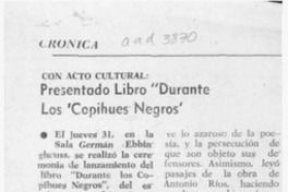 Presentado libro "Durante los Copihues Negros"