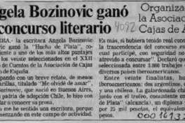 Angela Bozinovic ganó en concurso literario