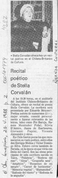 Recital poético de Stella Corvalán  [artículo].