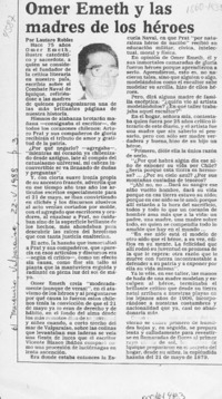 Omer Emeth y las madres de los héroes  [artículo] Lautaro Robles.