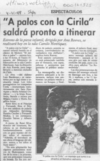 "A palos con la Cirila" saldrá pronto a itinerar