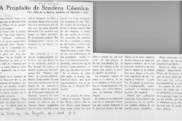 A propósito de "Sendero cósmico"