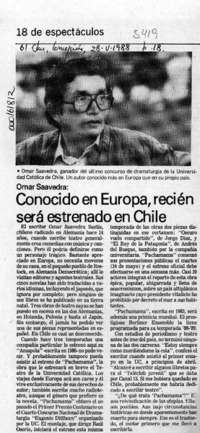 Conocido en Europa, recién será estrenado en Chile  [artículo].