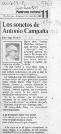 Los sonetos de Antonio Campaña  [artículo] Hugo Montes.