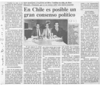 En Chile es posible un gran consenso político  [artículo].