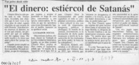 "El Dinero, estiércol de Satanás"  [artículo].