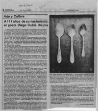 A 111 años de su nacimiento, el poeta Diego Dublé Urrutia  [artículo] Carlos Ruiz Zaldívar.
