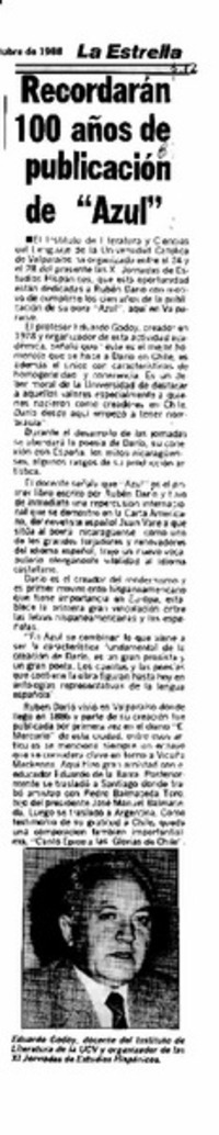 Homenaje a Rubén Darío realizarán en V. Alemana  [artículo].