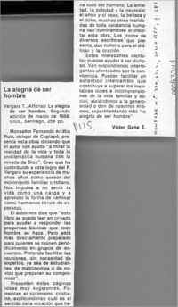 La alegría de ser hombre  [artículo] Víctor Gana E.