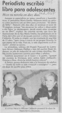 Periodista escribió libro para adolescentes