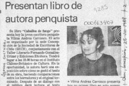 Presentan libro de autora penquista  [artículo].