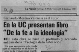En la UC presentan libro "De la fe a la ideología"  [artículo].