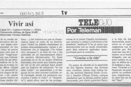 Vivir así  [artículo] Teleman.