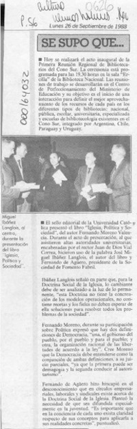 Se supo que --  [artículo].