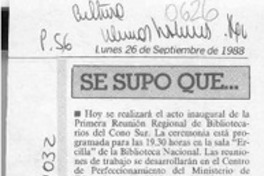 Se supo que --  [artículo].