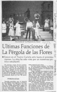 Ultimas funciones de "La pérgola de las flores"  [artículo].