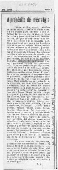 A propósito de nostalgia  [artículo] E. J.
