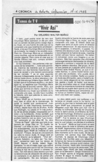 "Vivir así"  [artículo] Orlando Walter Muñoz.