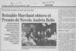 Reinaldo Marchant obtuvo el Premio de Novela Andrés Bello  [artículo].