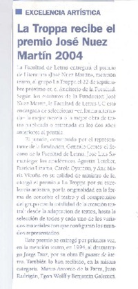 La Troppa recibe el premio José Nuez Martín 2004