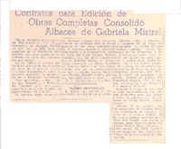Contratos para edición de obras completas consolidó albacea de Gabriela Mistral