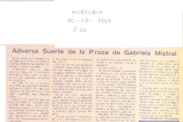 Adversa suerte de la prosa de Gabriela Mistral