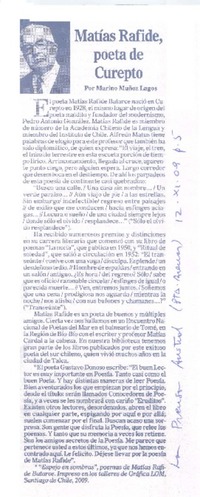 Matías Rafide, poeta de Curepto