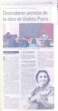 Desnudaron secretos de la obra de Violeta Parra