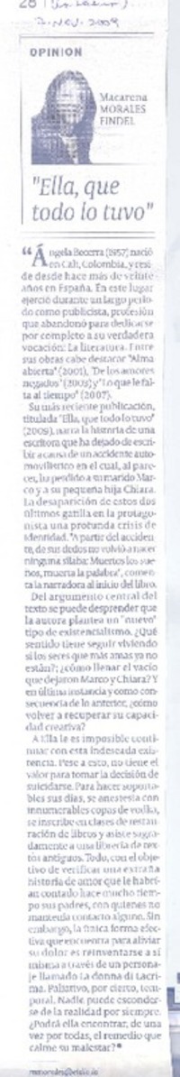 Ella, que todo lo tuvo