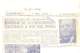Homenaje de las instituciones culturales a don Fco. Encina