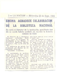 Encina agradece colaboración de la Biblioteca Nacional