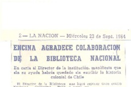Encina agradece colaboración de la Biblioteca Nacional