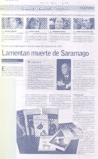 Lamentan muerte de Saramago