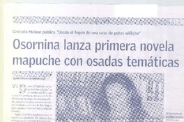 Osornina lanza primera novela mapuche con osadas temáticas