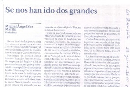 Se nos han ido dos grandes