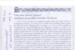 Con una novela "porno" reeditan al escritor Cristián Huneeus