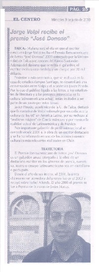 Jorge Volpi recibe el premio "José Donoso"