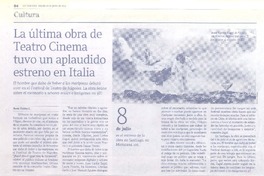 La última obra de Teatro Cinema tuvo un aplaudido estreno en Italia