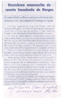 Descubren manuscrito de cuento inacabado de Borges