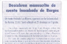 Descubren manuscrito de cuento inacabado de Borges