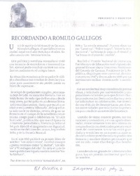 Recordando a Rómulo Gallegos