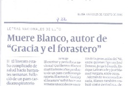 Muere Blanco, autor de "Gracia y el forastero"