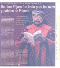 Hombre Pájaro fue imán para las aves y público de Polonia